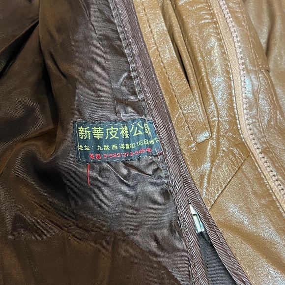 Vintage Men’s Brown Leather Jacket Made In Italy Rabbit Fur Removable Lining XL - Picture 11 of 16